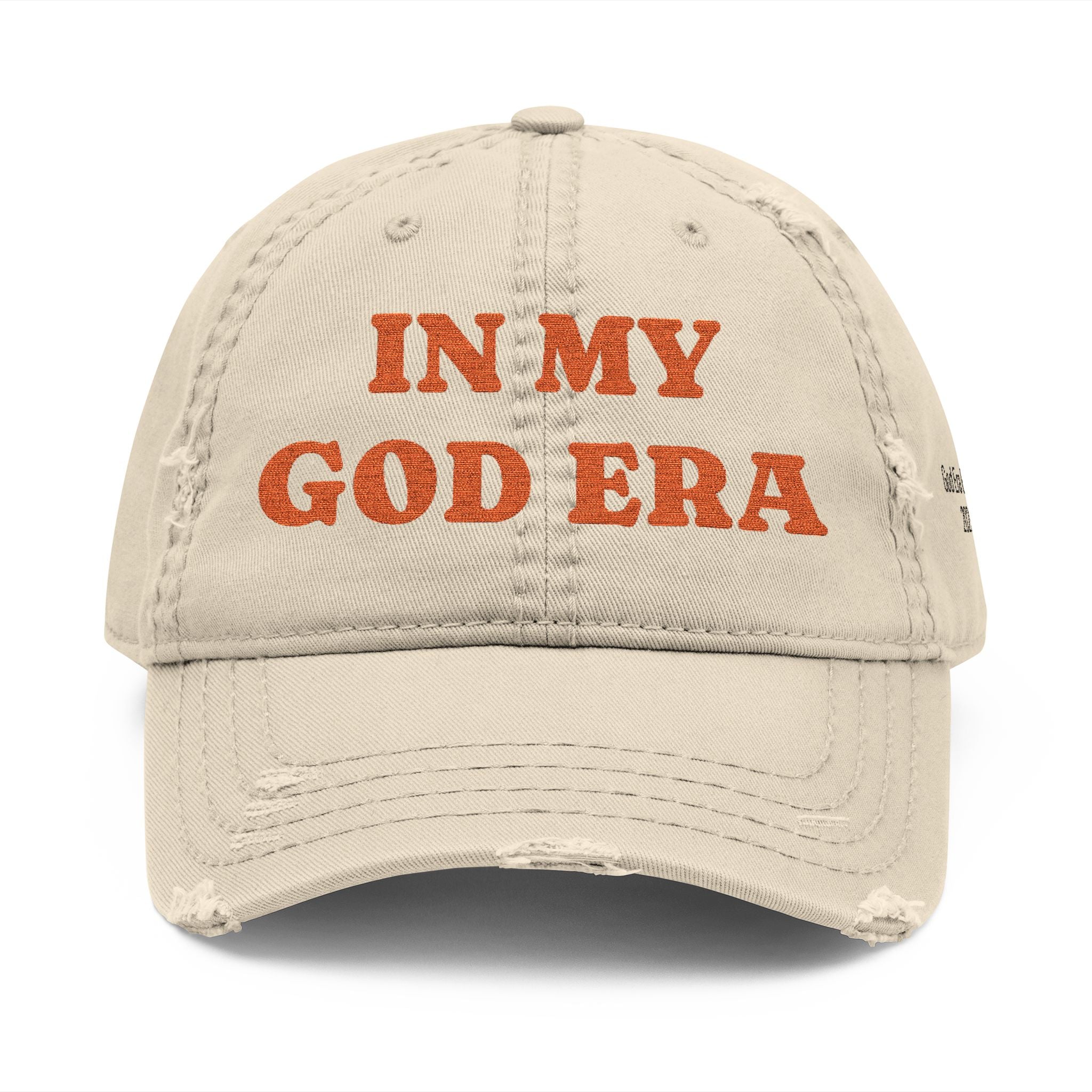 My God Era Edition - Distressed Orange Embroidered Cap